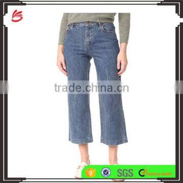 High quality custom newest fashion stretchy blue denim jeans women Sailor Jeans