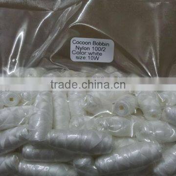 raw white 50s/2 spun polyester cocoon bobbin sewing thread for schiffli machine