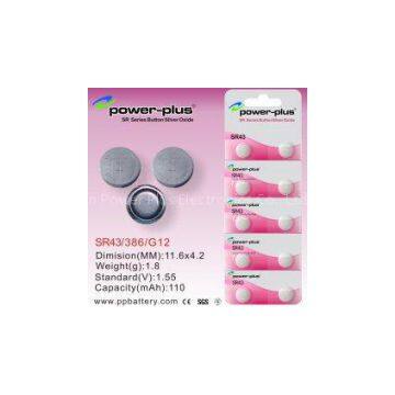 SR Series Silver Oxide Button Cells Batteries For Toy, Led Light Sr43 / 386 / g12 1.55v 110mah