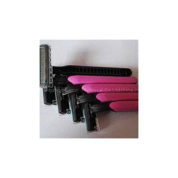 Disposable Women Non-slip Rubber Handle Triple-blade Razors