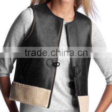 Womens Motorcycle Biker Classic Soft Leather Vest with Side Laces Longer Length