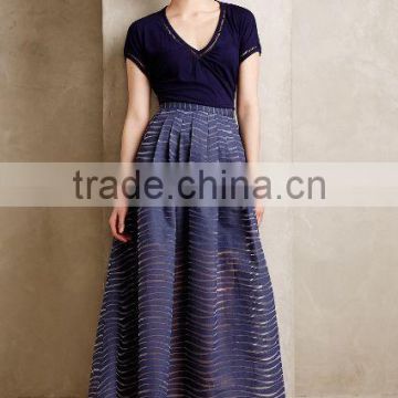 Summer latest plain silky polyester organza skirt maxi skirt