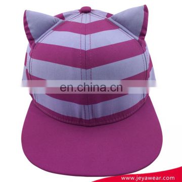 Lovely children caps baseball cap with cat ear purple stripe baseball hat