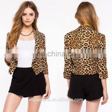 Wholesale fashion women jackets and blazers leopard print fabric women blazer