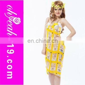 Indian casual yellow stripe elegant beach wear