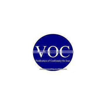 VOC/COI certificate with testing report in China