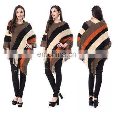 European Style Ladies Irregular Design Pullover Poncho Sweater With Tassel photo-6