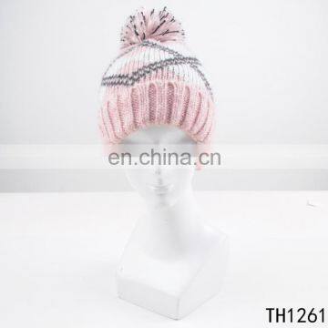 TOROS elegant women knit hat with pompom wholesale polar fleece winter acrylic hat