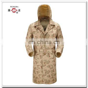 factory price polyester PVC military camouflage long raincoat, rain coat, rainwear