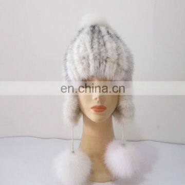 top quality corss mink fur knitted mink fur hat