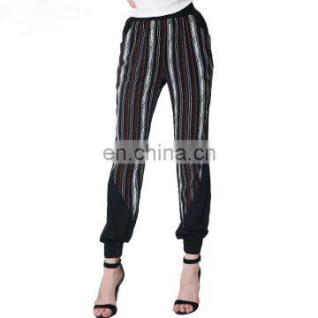 2017 women beautiful striped patchwork pants casual pants