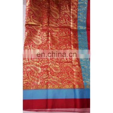 Women's Designer Wedding Wear Red Border Handmade Kanjeevaram Banarasi Silk Bridal Saree Party Wear Dress photo-3