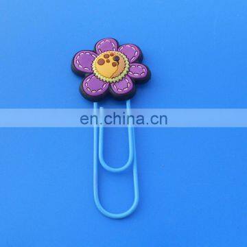 3D flower design soft pvc book marker paper clip