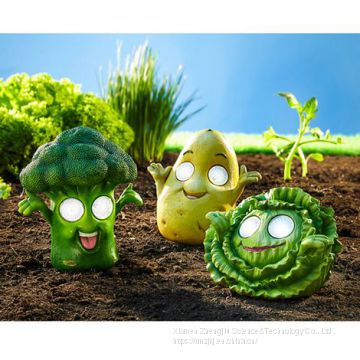 Resin solar lamp garden decoration Broccoli/Potatoes/Lettuce resin crafts garden decoration mouth