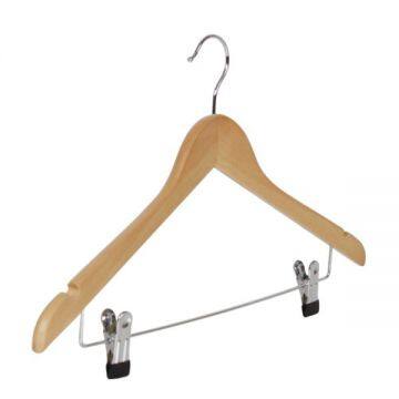 Angie Hot selling wooden clothes hanger with clips