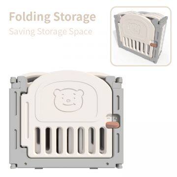 ABST Manufacture Good Quality Big Size Square and Circle Folding Baby Playpen Easy Storage Foldable Baby Bear Fences Plastic photo-3
