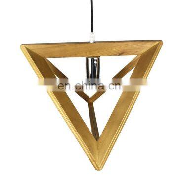 Classic Nordic Design Living Room Triangle Art Decorative Solid Wood LED Pendant Lamp photo-3