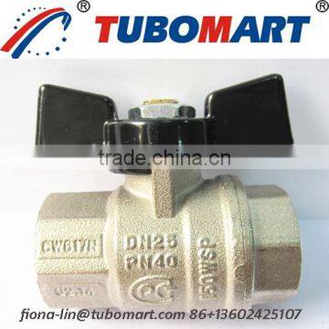 brass butterfly ball valve of CW617N with butterfly handle