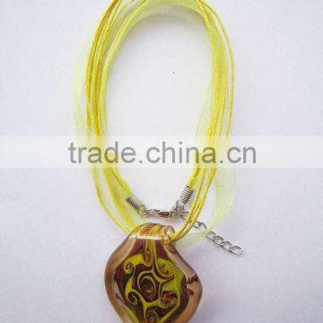 wholesale new style Lampwork Glass Pendant Necklace Lampwork glass Necklace murano glass pendant with wax cord