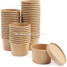 Disposable paper soup bowls with lids kraft packaging food salad eco friendly 50 pack 12 oz food storage