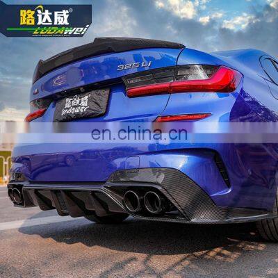 Carbon Black Rear Bumper Lip Rear Diffuser With LED for BMW 3series G20 Msport