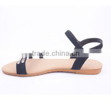 New Design Good Quality Metal Design Stylish Woman Flat Buckle up Ankle Sandals photo-4
