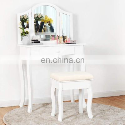 Dressing Makeup Vanity Table Set Mirror Table Set 4 Drawer