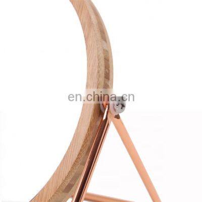 Bamboo Framed Make up Mirror Home Decorative Gold Color Mirror Desktop Round Vanity Mirror photo-4