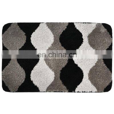 Printed microfiber bath rug anti slip water absorbent bath mats