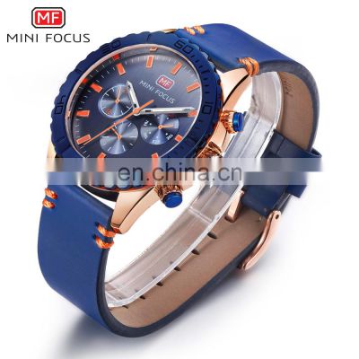 MINI FOCUS MF0007G Quartz watches Calendar Chronograph Analog Men Watch Automatic Movement For Sales