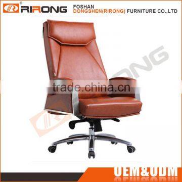 Customized luxury modern lift revolving executive brown leather office chair with wheels