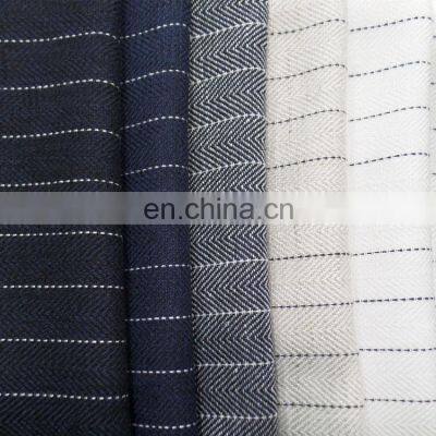 Cotton and Linen Twill Yarn-dyed Linen Striped Striped Fabric Fishbone Grain Blazer Fabric photo-2