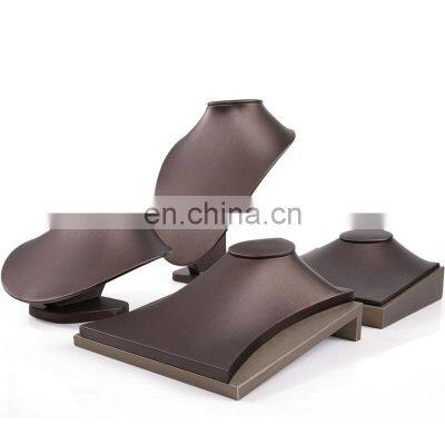 Cheap Brushed Pu Leather Model Neck Necklace Display Stand Jewelry Pendant Frame Window Necklace Bust Jewelry Display Props photo-5