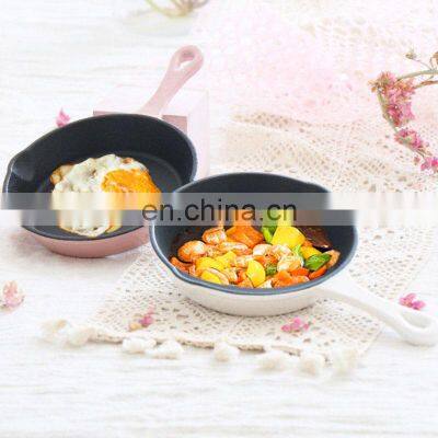 Red Non Stick Cast Iron Fry Pan Enamel 30cm Steak Frying Pan