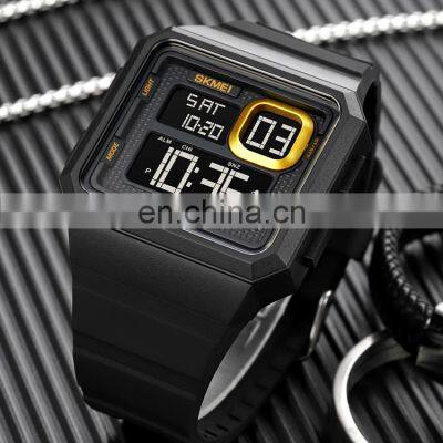 New Arrival Skmei 1877 Square Black Sport Digital Watch Men Wristwatch 50 Meters Water Resistant