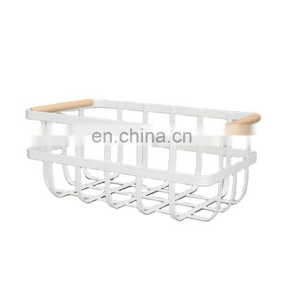 Multifunctional Black Stacking Wire Basket Lightweight Metal Organizer Rack Storage Basket bamboo