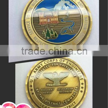 Promotional wholesale gold army challenge coin