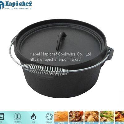 Hapichef Outdoor Cooking Camp Cookware Pre-Seasoned Cast Iron Dutch Oven