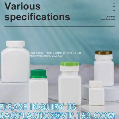 100ml 150ml 200ml 250ml Empty White Hdpe Plastic Pills Capsule Bottles, Pill Bottle, Square Shape Capsules Vitamin Plastic Pill Bottle With Cap photo-2
