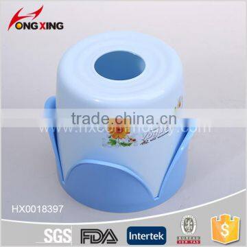 Plastic Printing Round Roll Tissue Box Holder Case for Home