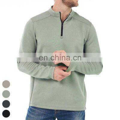 Quick Dry Fitness Running Tops Custom Blank High Quality Tshirt Long Sleeve Half Zip Stand Collar Shirts Men T Shirt photo-2