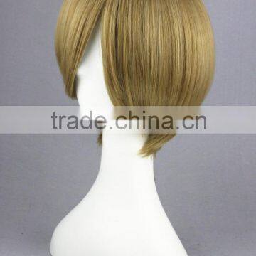 High Quality 35cm Short Straight Gin Tama-Okita Sougo Blond Synthetic Anime Wig Cosplay Costume Hair Wig Party Wig photo-4