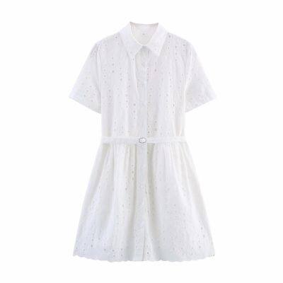 New women's clothing European and American style fashionable hollow embroidery short dress