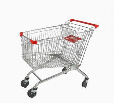 Euro Zinc Plated Grocery Supermarket Shop Carts 4 Wheels Trolley