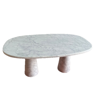 Modern Luxury Fashionable Design Style Carrara White Marble Stone Dining Table for Villa Apartment Hotel Dininig Room Furniture photo-2