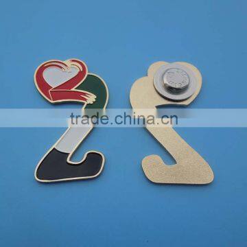 Number Two shape magnet pin badge UAE gold emblem pin