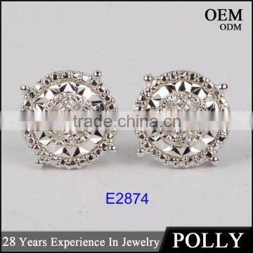 Wholesale Ladies' micro pave CZ plates stud earring 925 silver jewelry