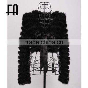 Factory direct wholesale price rabbit knitted fur wrap /rabbit knitted fur shawl