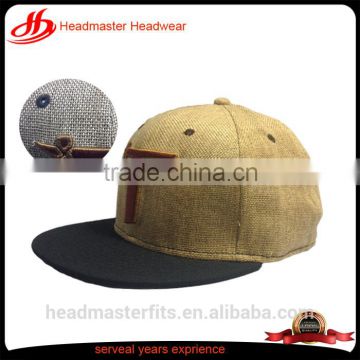 custom cheaper logo 6 panel hemp hats linen snapback cap