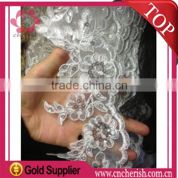 Fashion guipure lace fabric bridal sequins french net for wedding decorations